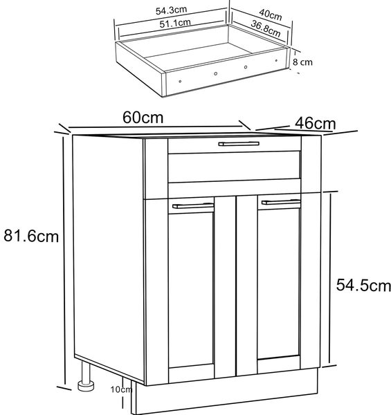 Küchenschrank 60 cm Unterschrank Schublade Colura