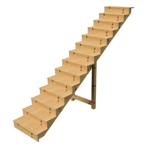 Holztreppe mit dreizehn Stufen