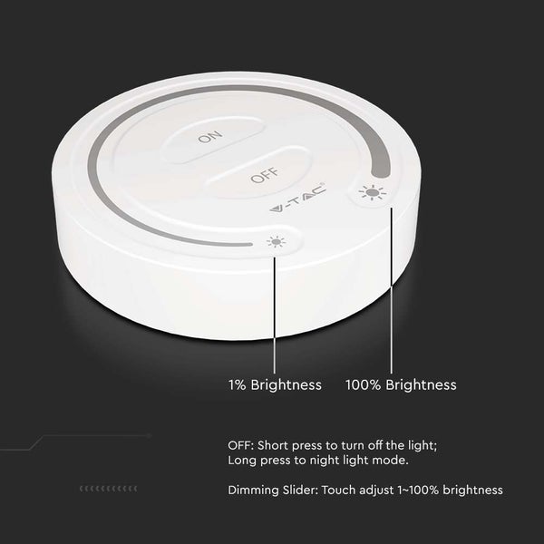 Weiße LED-Leuchte mit Touch-Slider zur Helligkeitsregelung von 1 bis 100 Prozent