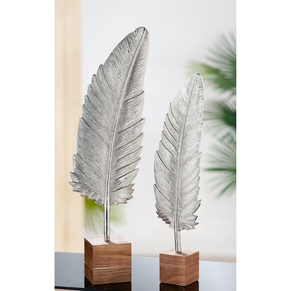 Skulptur GILDE Dekoration Höhe 53cm Breite 14cm silberfarben Aluminium