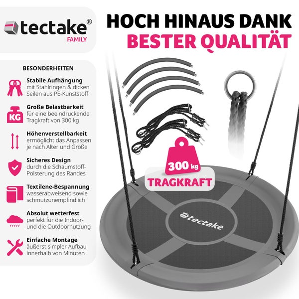Nestschaukel tectake Swayer Textilene-Bespannung 300 kg Belastbarkeit grau/schwarz