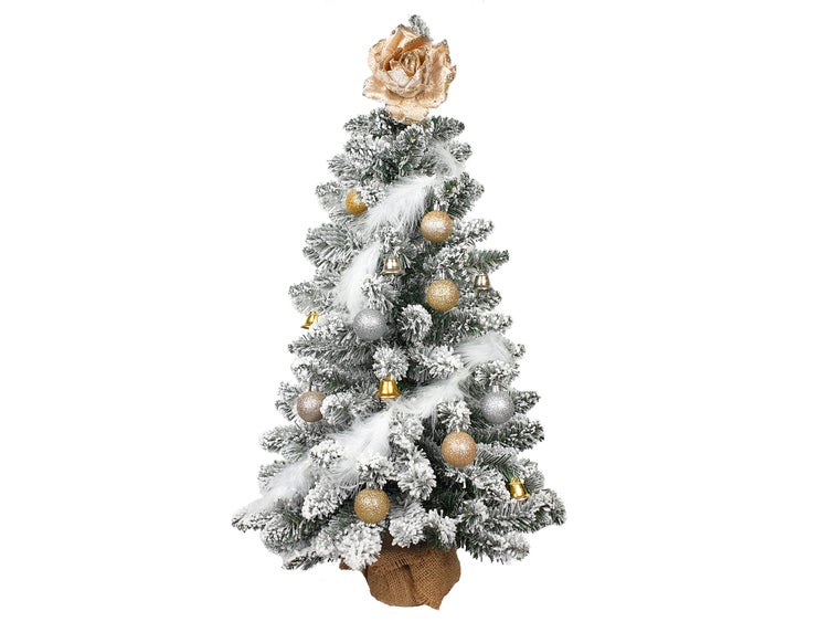 LAALU Künstlicher Weihnachtsbaum mit Schnee DELUXE Viola in Blumentopf 90cm