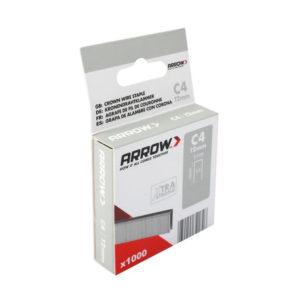 Arrow C4 Kronendrahtklammern, 1000 Stück, 12 Millimeter Länge.