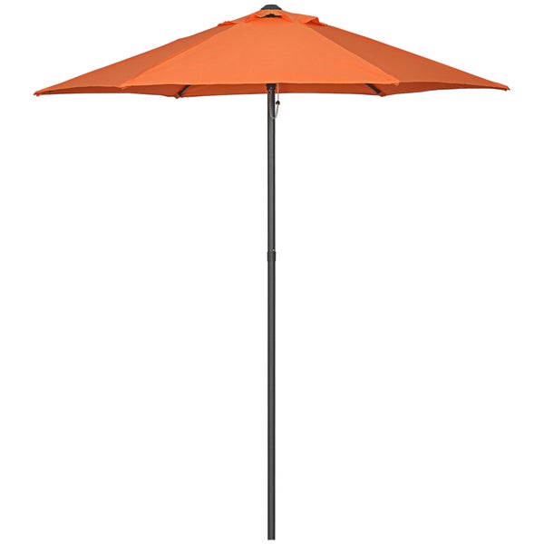 Outsunny Sonnenschirm Ø196 cm, Drehbar Sonnenschirm mit Knickfunktion, sechseckig Balkonschirm Strandschirm windfest stabil Marktschirm Kurbelschirm Sonnenschutz für Strand Balkon Garten, Orange