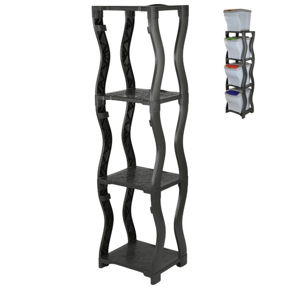 Regal für Mülleimer Set 3 und 4 Steckregal Kunststoff Haushaltsregal Kellerregal Lagerregal Garagenregal Küchenregal Keller