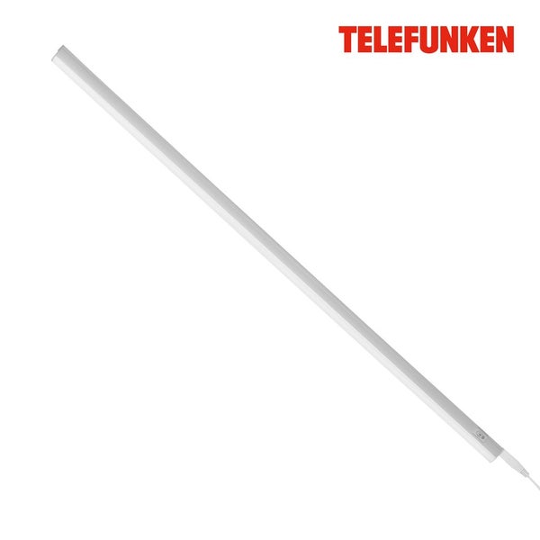 Telefunken Logo, weiße LED Unterbauleuchte mit Schalter und Netzkabel.