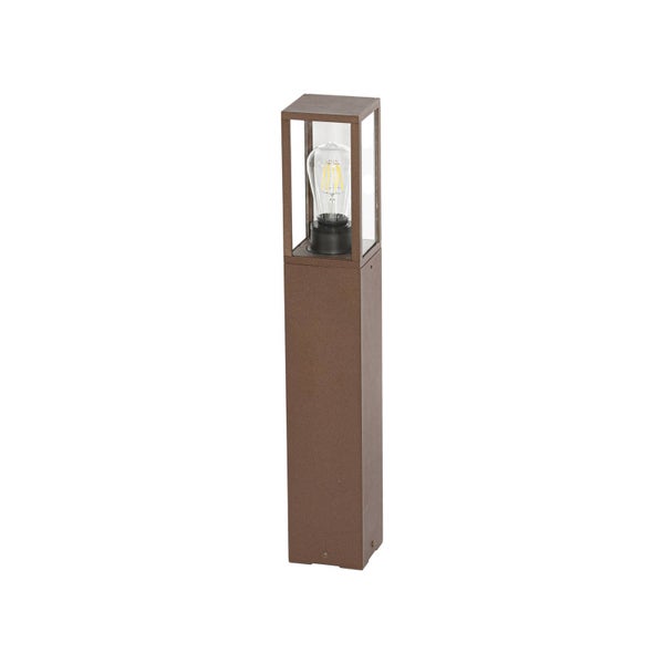 Lindby Außenleuchte Robigus (spritzwassergeschützt (Landhaus, Vintage Rustikal) in Braun aus Aluminium (1 flammig E27) - Wegeleuchte Pollerleuchte Wegelampe Sockelleuchte