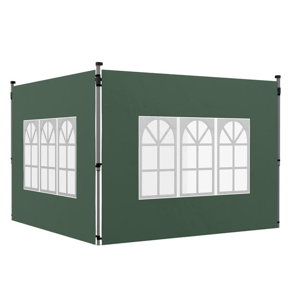 Seitenteil-Set für Pavillon mit Rundbogenfenstern, dunkelgrün