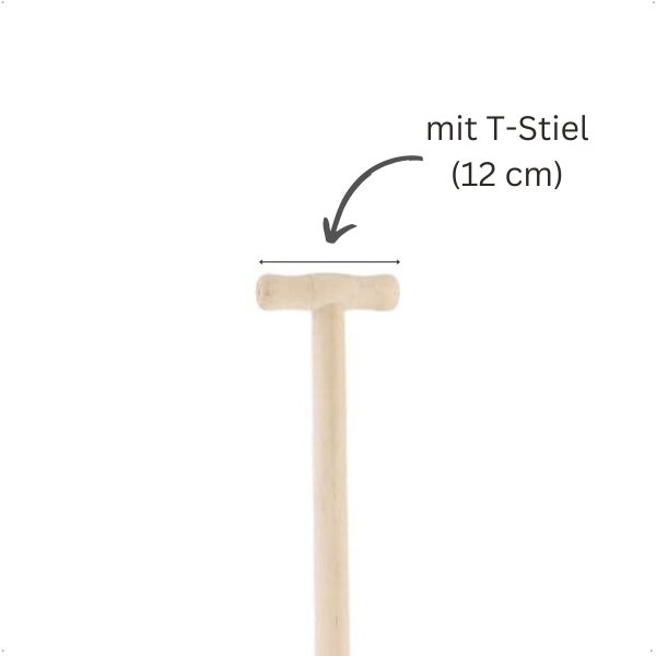 Holz-T-Stiel mit einer Breite von 12 Zentimetern.