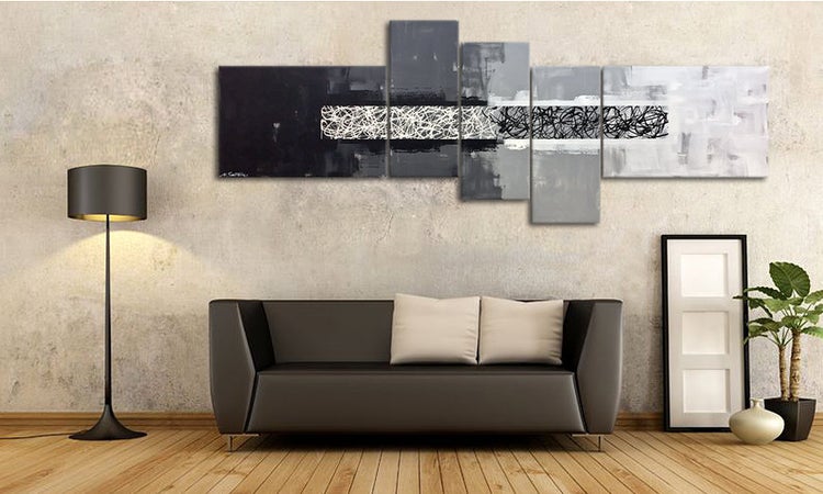 Das Wandbild -From Black To White- 230x90x2 cm handgemaltes Unikat