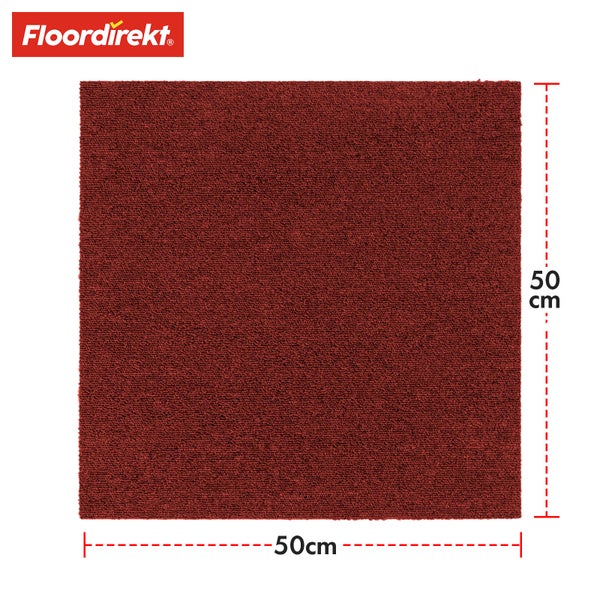 FLOORDIREKT Teppichfliese Moscow - Selbstliegend - 50 x 50 cm - Rot