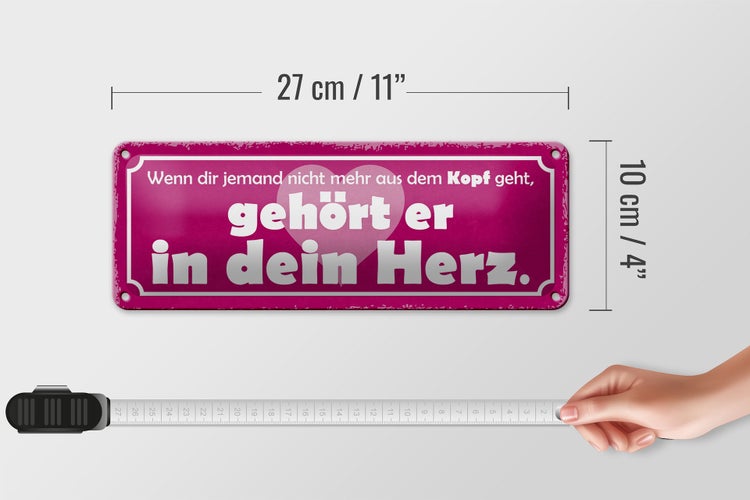 Blechschild Spruch 27x10cm wenn jemand nicht mehr aus Kopf Dekoration