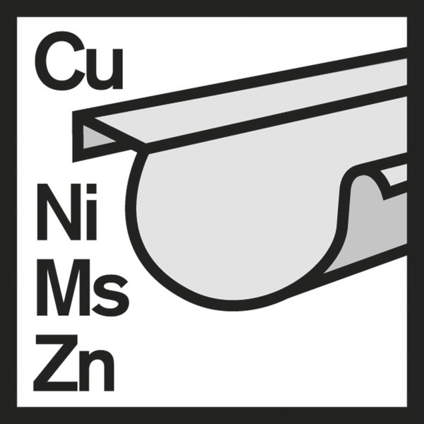 Symbol für Dachrinne aus Kupfer, Nickel, Messing und Zink