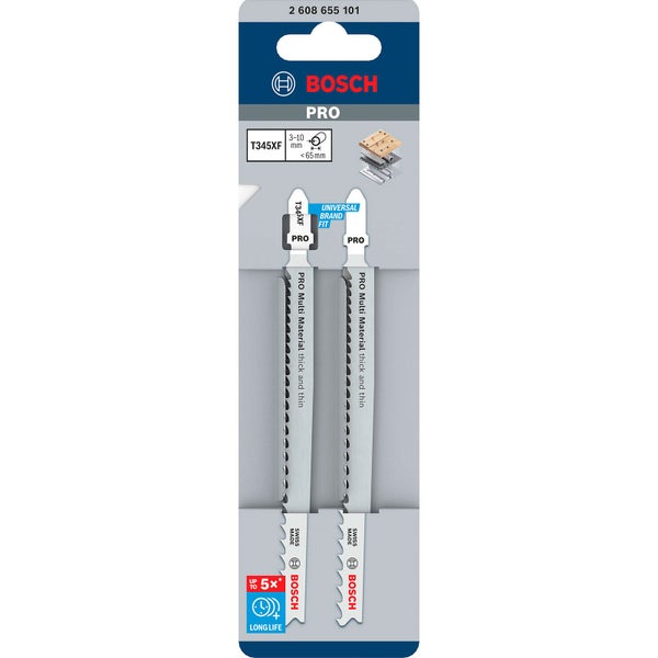 Bosch PRO Multi Material thick and thin T345XF Stichsägeblatt 132 mm 2-tlg. - 2608655101