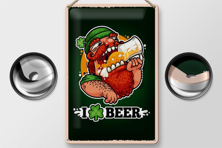 Blechschild Spruch i love Beer Bier 20x30cm