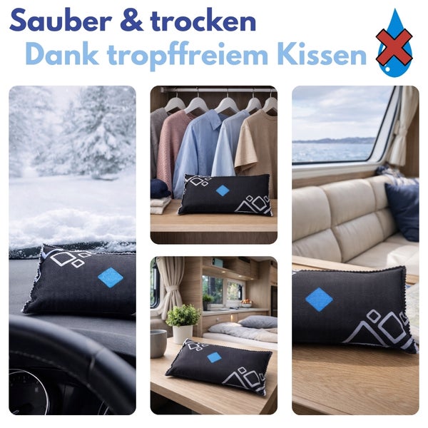 Feuchtigkeitsabsorbierendes Kissen zur Reduzierung von Kondenswasser in Fahrzeugen und Innenräumen.