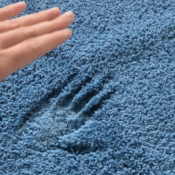 Blauer Teppich mit Handabdruck