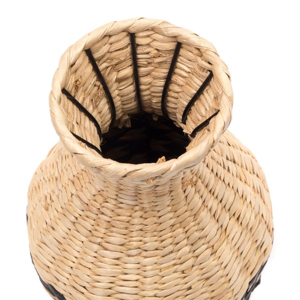 Vase Cuadro 40  cm, geflochtenes Stroh natur-schwarz