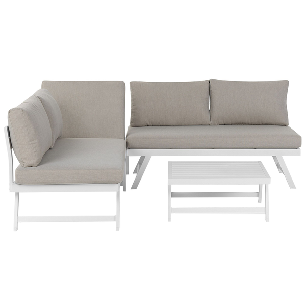 Garten Ecksofa mit Tisch 5-Sitzer COCCORINO Metall Taupe