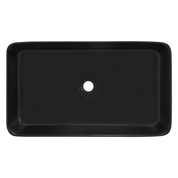 ML-Design Waschbecken aus Keramik Schwarz 68x38x12 cm Eckig inkl. Ablaufgarnitur, Moderne Aufsatzwaschbecken, Design Waschtisch Aufsatz-Waschschale Waschplatz Handwaschbecken, für Badezimmer/Gäste-WC
