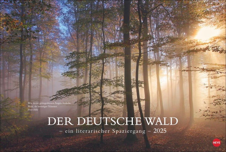 Der deutsche Wald - Ein literarischer Spaziergang Kalender 2025 - Ein literarischer Spaziergang Inspirierende Fotos deutscher Wälder mit Zitaten bekannter Klassiker. Großer Wandkalender 2025.