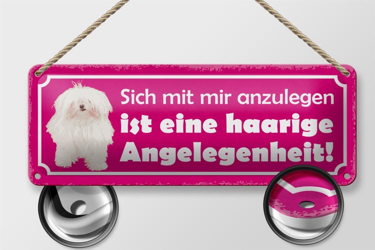 Blechschild Spruch 27x10cm Hund eine haarige Angelegenheit Dekoration