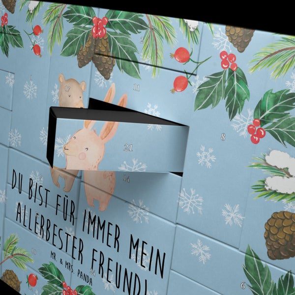 Mr. & Mrs. Panda Befüllbarer Adventskalender Bär und Hase Umarmen - Blau Pastell