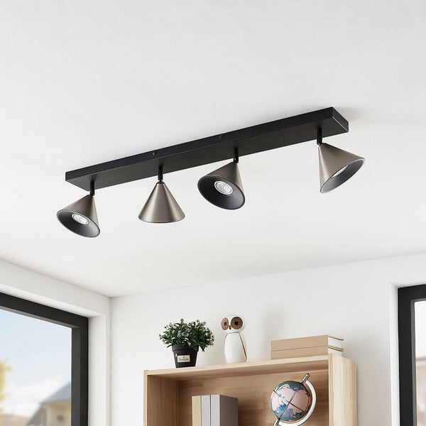 Lucande Deckenlampe Kartio (Design, Modern) in Schwarz aus Metall (4 flammig GU10) - Design Deckenleuchte Lampe Wohnzimmerleuchte