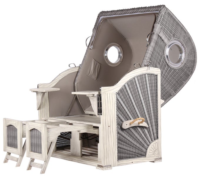 Strandkorb Rantum Mahagoni washed grey PE koboo grey Dessin 500