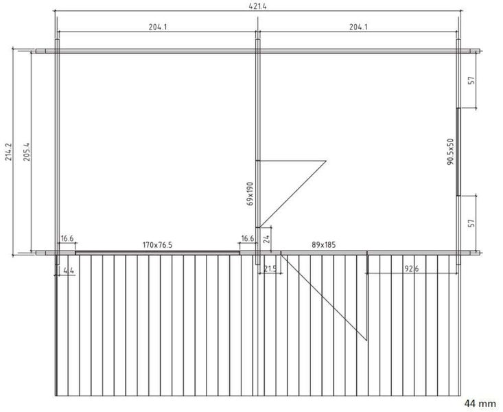 FinnTherm Saunahaus Siljan Gartensauna 2 Sitzbänke aus Holz, Sauna mit 44 mm Wandstärke, Außensauna mit Montagematerial