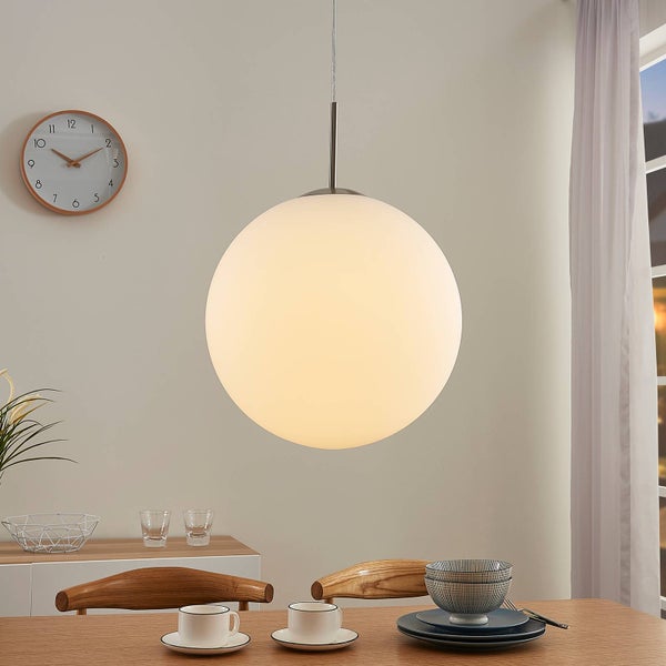 Lindby Pendelleuchte Rhona (Modern) in Weiß aus Glas (1 flammig, E27) - Hängelampe Esstischlampe Hängeleuchte Wohnzimmerleuchte