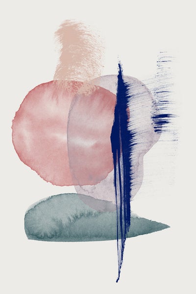 Abstrakte Malerei mit Kreisen und Pinselstrichen