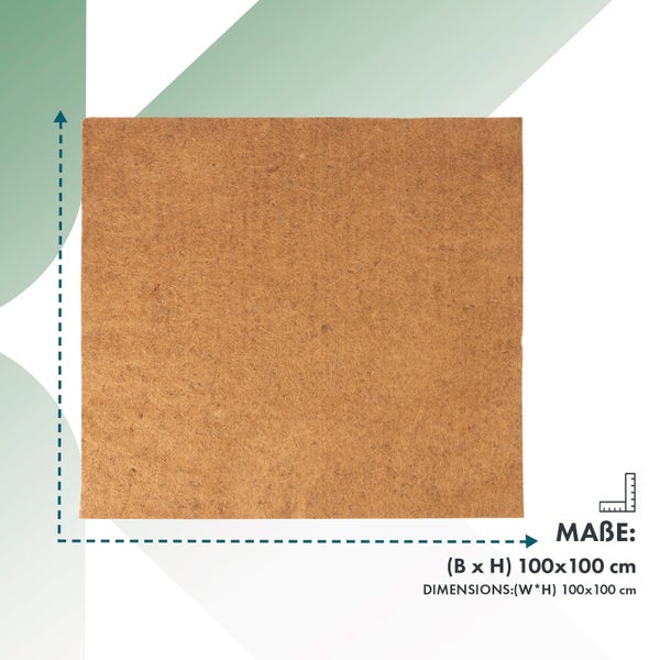 FLOORDIREKT Kokos Filzmatte - Kälteschutz für Pflanzen - Bodenbelag & Polstermaterial - Biologisch abbaubar - 1 x 1 m