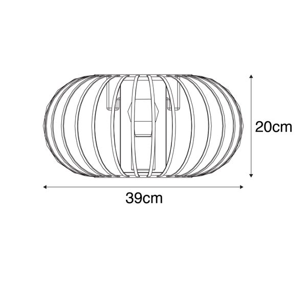 Technische Zeichnung einer Deckenleuchte, 39 mal 20 Zentimeter