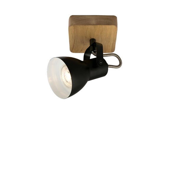 Wandleuchte Wandspot Schwenkbar Retro GU10 35 W schwarz Holz-Metall Briloner