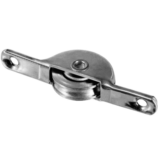 Metallseilrolle mit Montageplatte und Bohrungen zur Befestigung