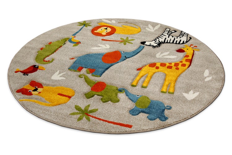Kinderteppich Sand Beige meliert Benny & Friends Smart Kids 120 cm rund