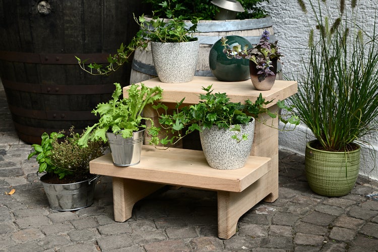 Pflanztreppe aus Holz 2 Stufen - Eiche