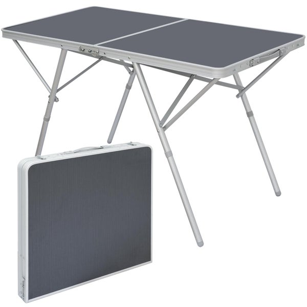 AMANKA Standfester Aluminium Campingtisch 120x60x70cm Stabiler Klapptisch Alu-Falttisch Garten-Tisch Klappbar Anthrazit