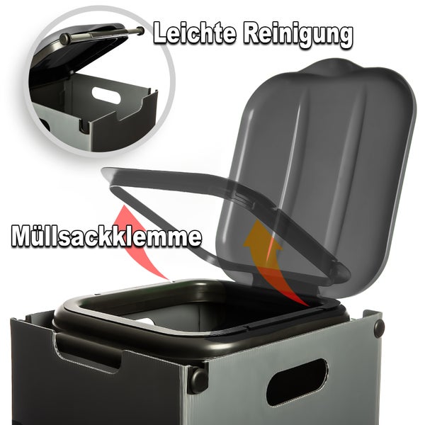 BigDean Müllsackständer Schwarz 80L mit Sichtschutz - passend für den Gelben Sack + andere Müllsäcke - Müllsackhalter Mülleimer Müllbeutelständer - Feucht abwischbar - Made in Europe