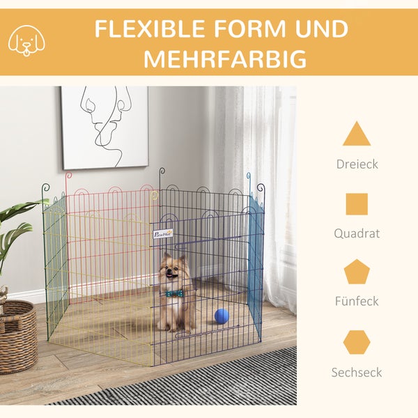 PawHut Welpenauslauf, Ø120 x 60H cm, Metall, Bunt