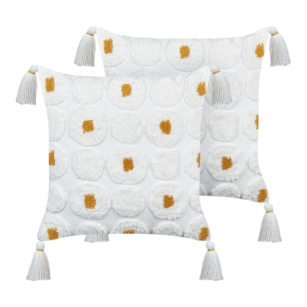 Dekokissen 2er Set AZALIA Baumwolle 45 x 45 cm Weiß Blumenmuster