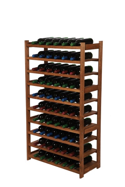 PROREGAL Weinregal SPREEWALD HxBxT 124x70x33cm 60 Flaschen auf 10 Ebenen Massives Kiefernholz Braun geölt