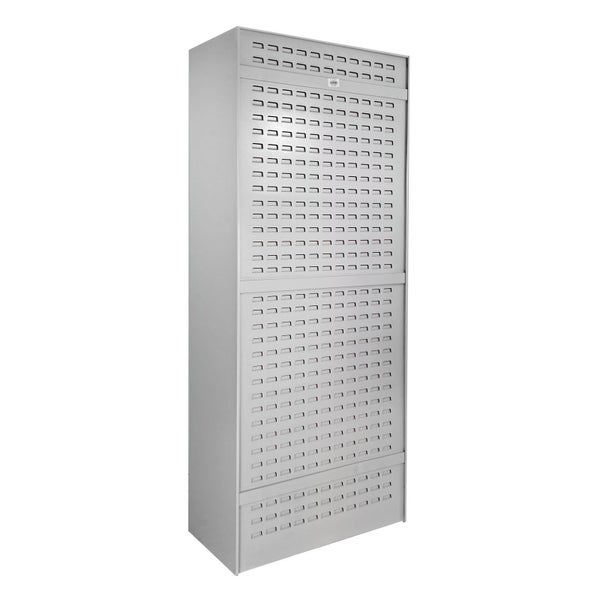 PROREGAL Flügeltürenschrank Owl mit Schlitzplatte HxBxT 193 x 78 x 38 cm Lichtgrau