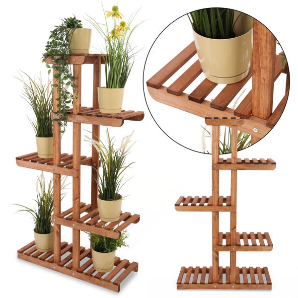 Blumenständer FLORACK HxBxT 117x68x25cm 6 Ablagen Kieferholz Braun