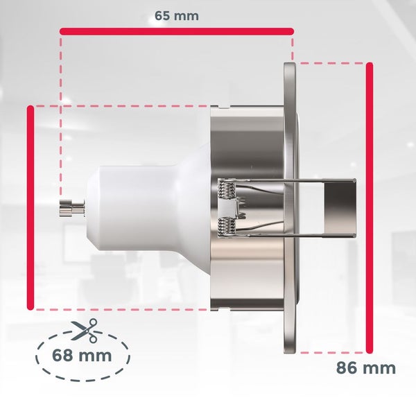 Einbauspot 6er Set 68mm Lochmaß - GU10, 5,5W, 400lm, LED, dimmbar, warmweiß, matt-nickel