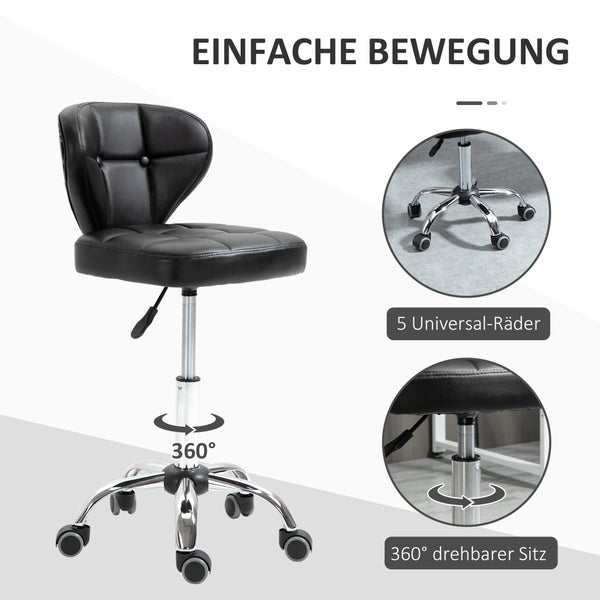 HOMCOM 2er-Set Arbeitshocker, 45 x 47 x 72-87 cm, Kunstleder, Schwarz