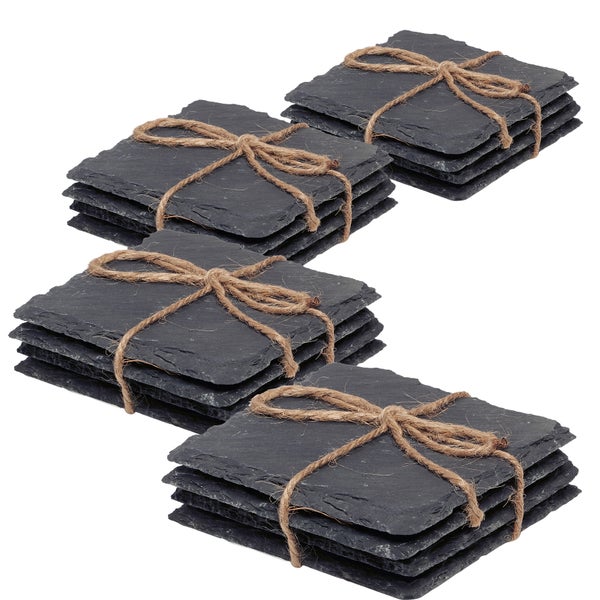 Drei Bündel Schieferuntersetzer mit Kordel