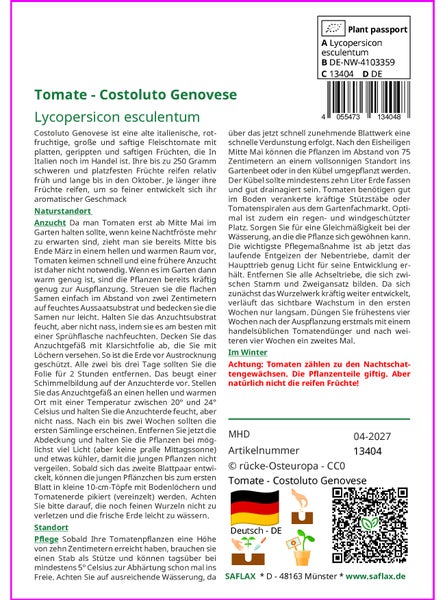SAFLAX Geschenk Set - Tomate - Costoluto Genovese - Lycopersicon esculentum - 10 Samen - Mit Geschenkbox, Versandaufkleber, Geschenkkarte und Anzuchtsubstrat