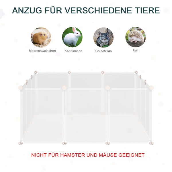 PawHut Gittergehege, Freigehege, 105 x 105 x 45 cm, Metall PP-Harz, Weiß